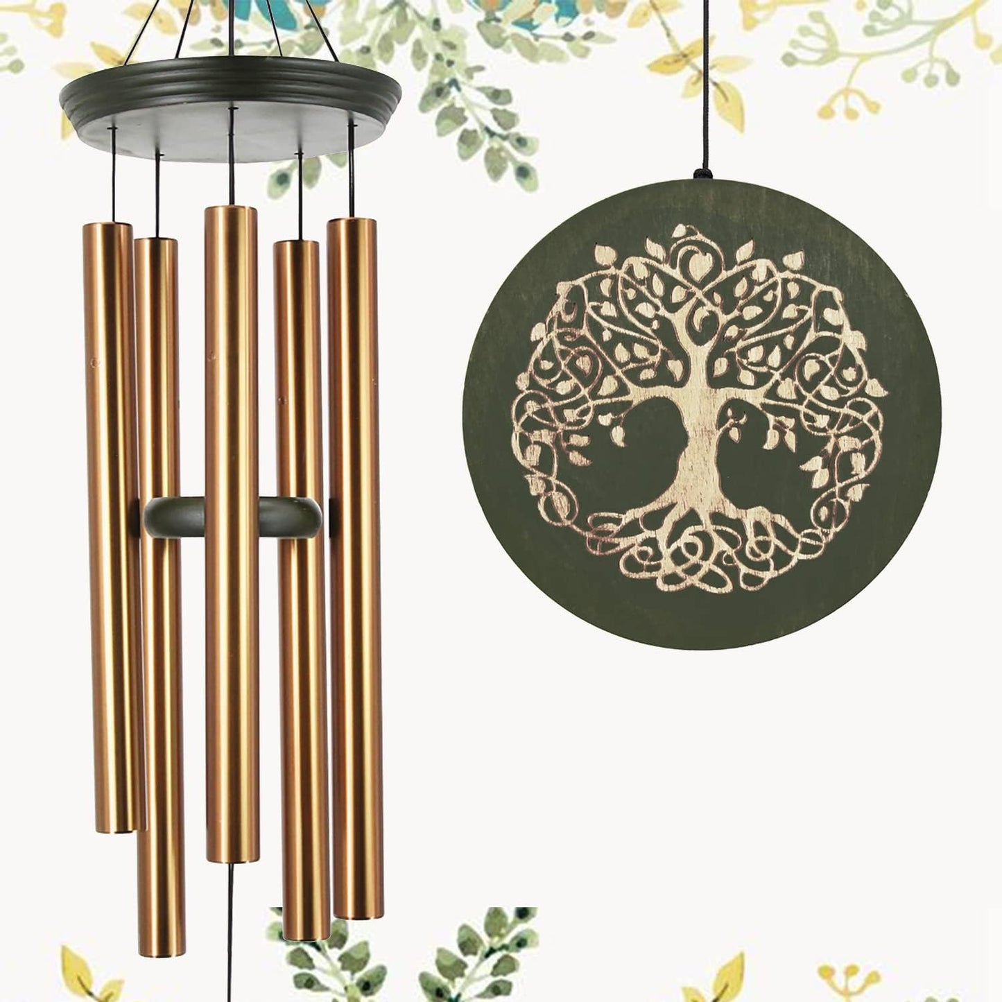 Campanilla viento bambú 36pulg tono profundo exterior