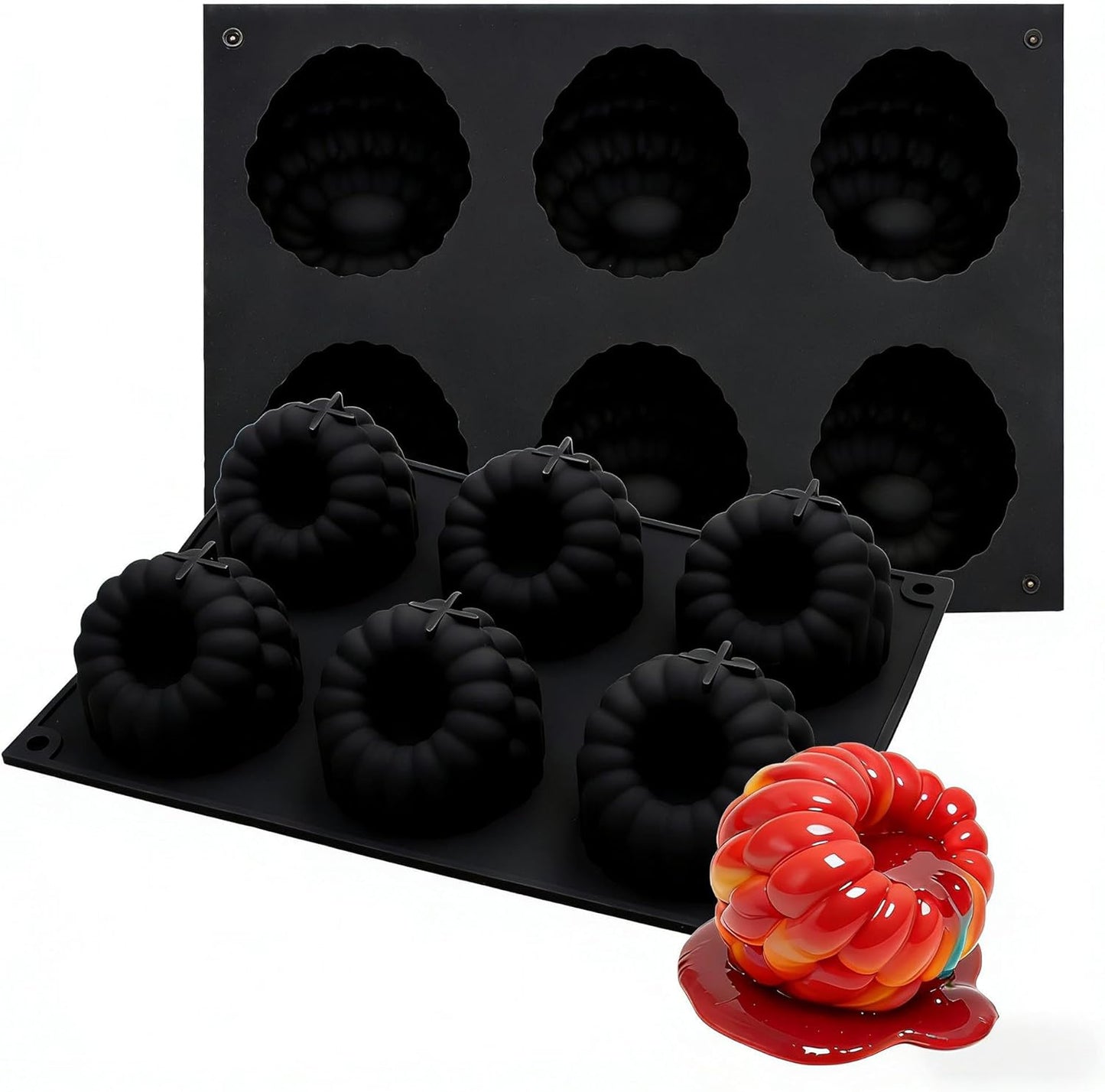 Moldes silicona 6 cavidades antiadherentes para mousse frambuesa