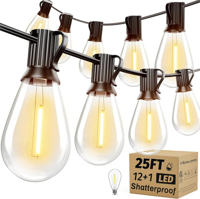 Guirnalda luces exteriores 25pies 13 bombillas IP65 LED blancas