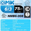 Cable NM-B 6/3 con tierra 75 ft 6 AWG para interruptores