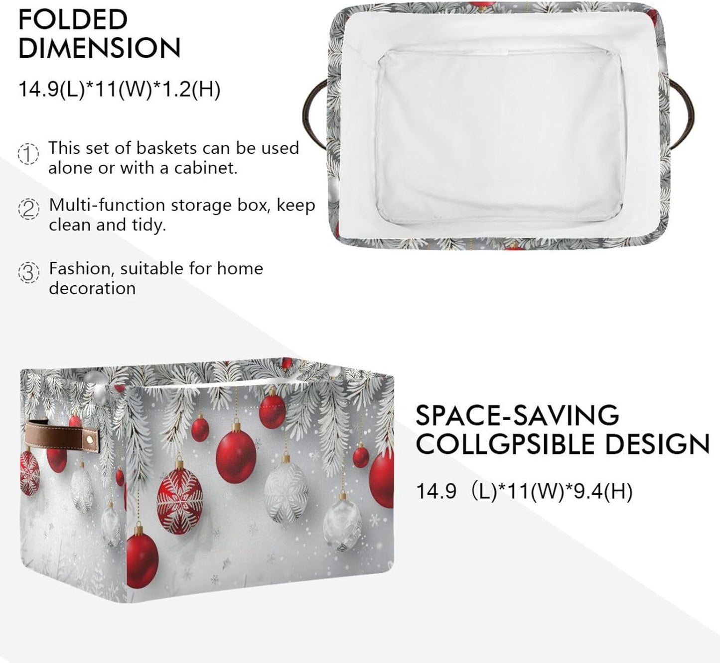 Cesta Navidad copos nieve bolsa plegable para ropa