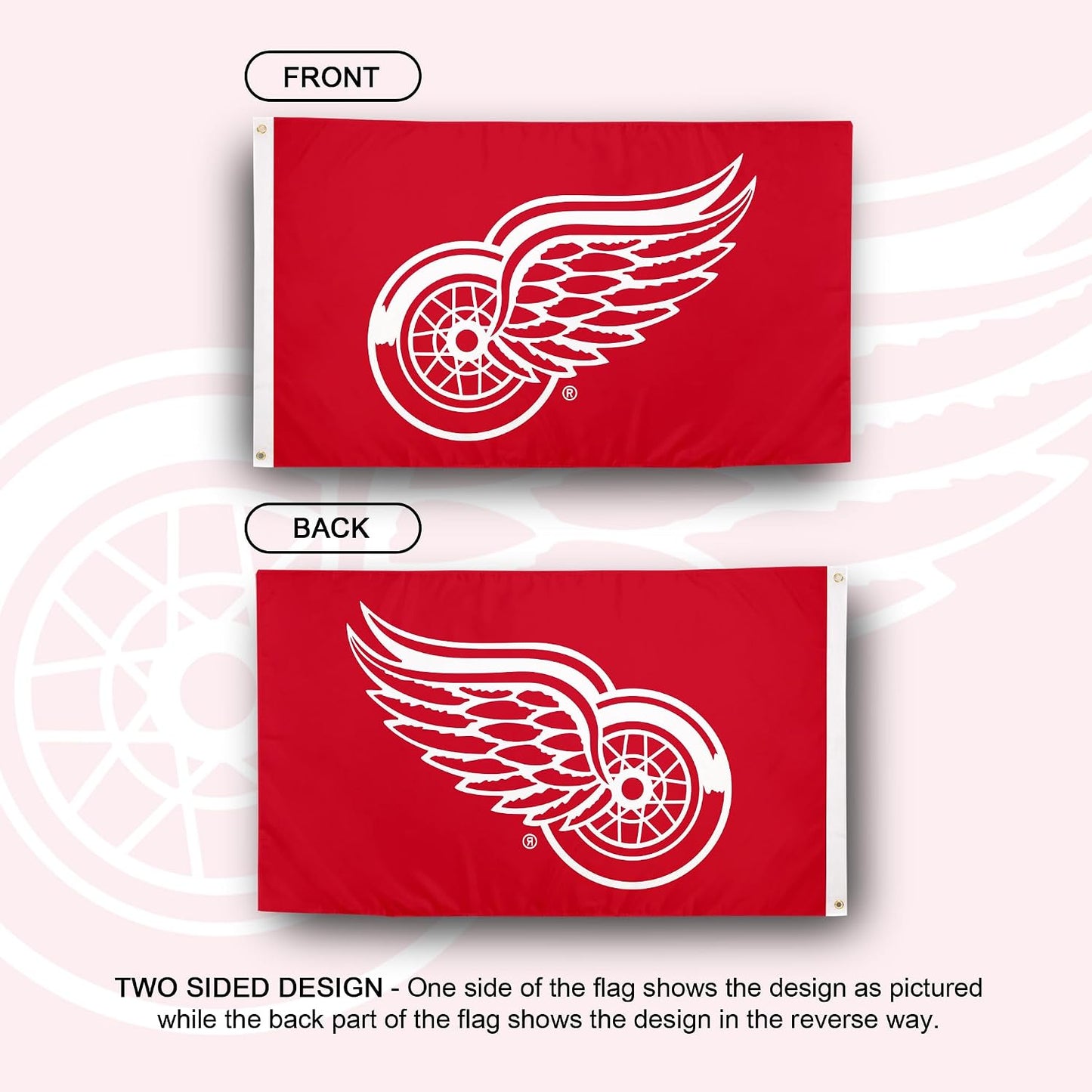 Bandera Detroit Red Wings 3x5ft poliéster interiores