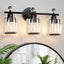 Lámpara tocador cristal 3 luces vertical negra para baño