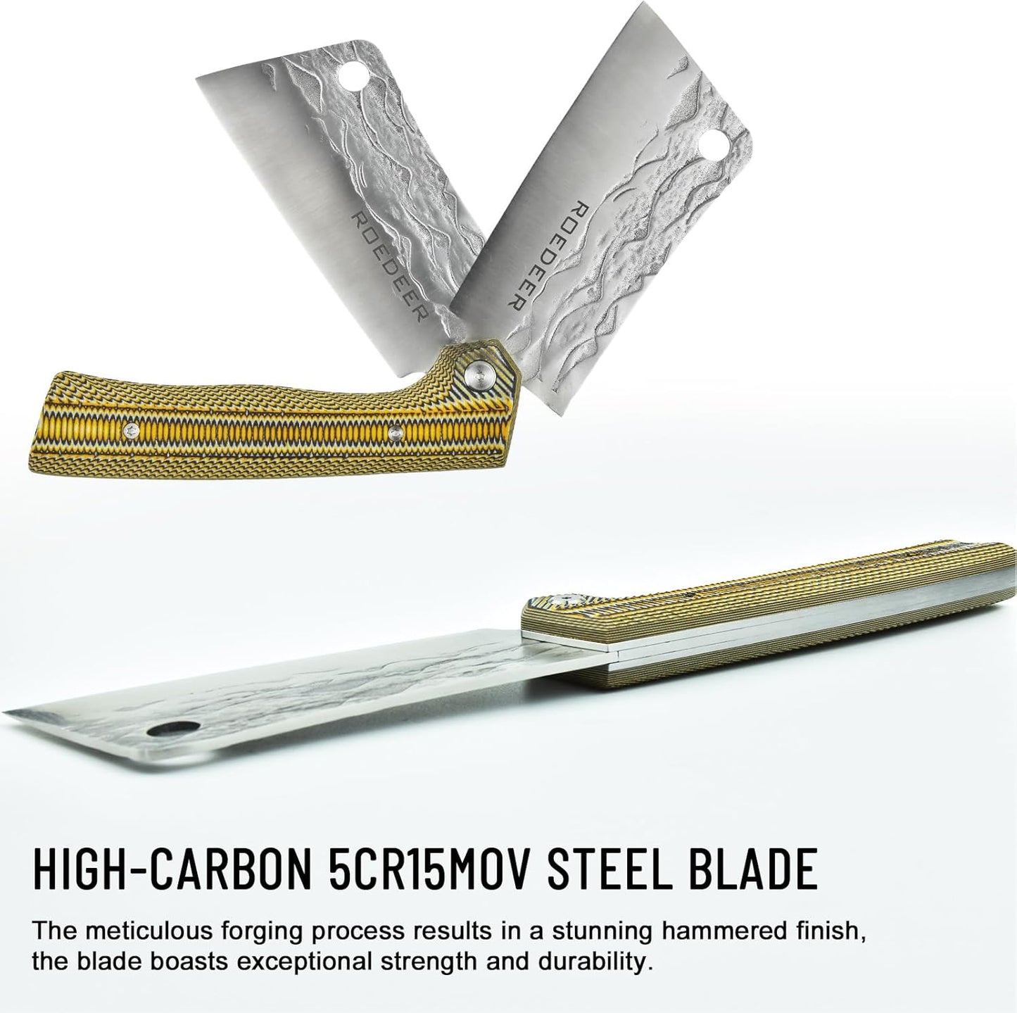 Cuchillo chef plegable hoja forjada mango micarta