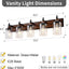 Lámpara tocad. baño 5 luces vintage metal pintado vidrio