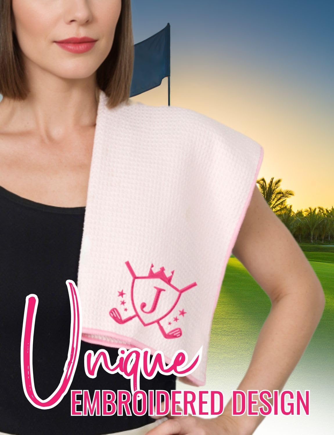 Toalla microfibra golf mujer 16x24 pulg rosa