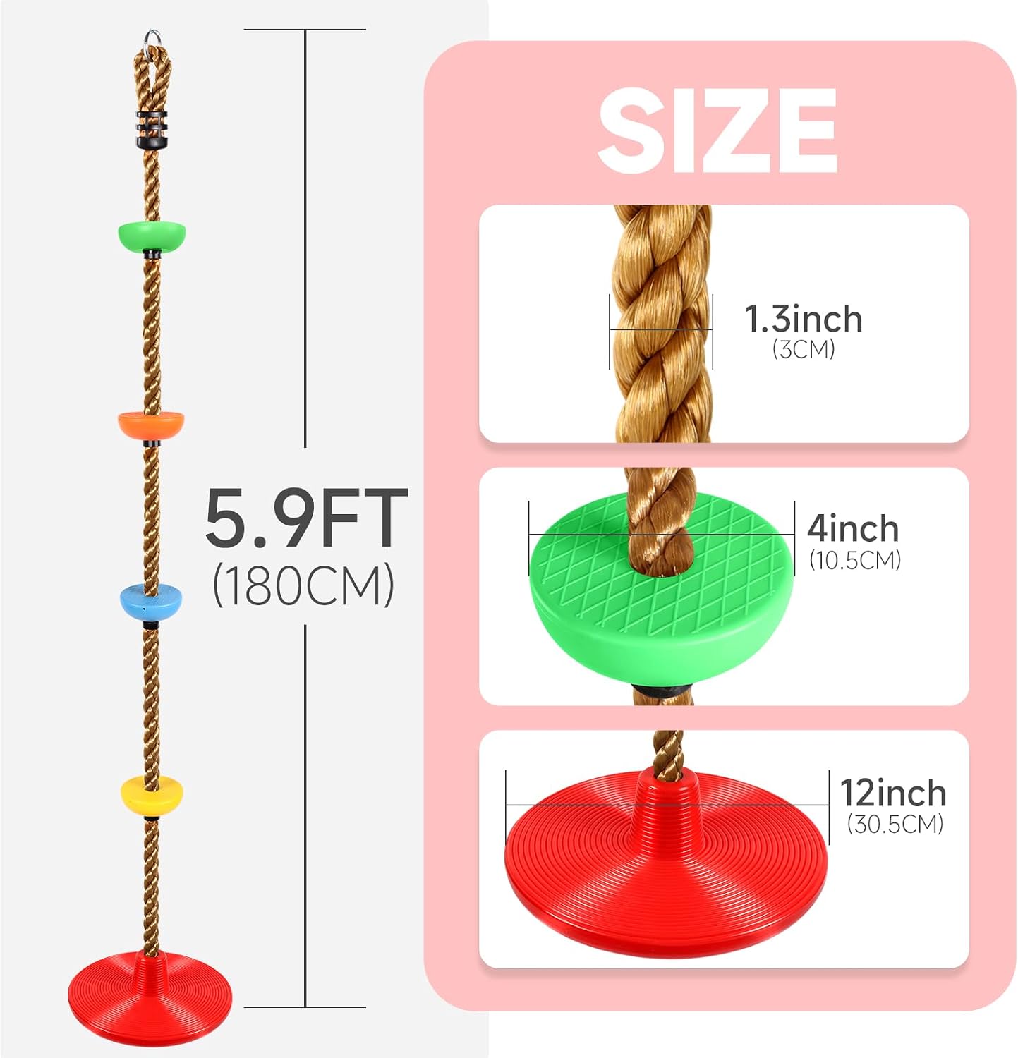 Set columpio árbol cuerda plataformas disco para niños