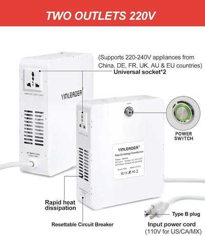 Convertidor voltaje 120v a 240v 1000w