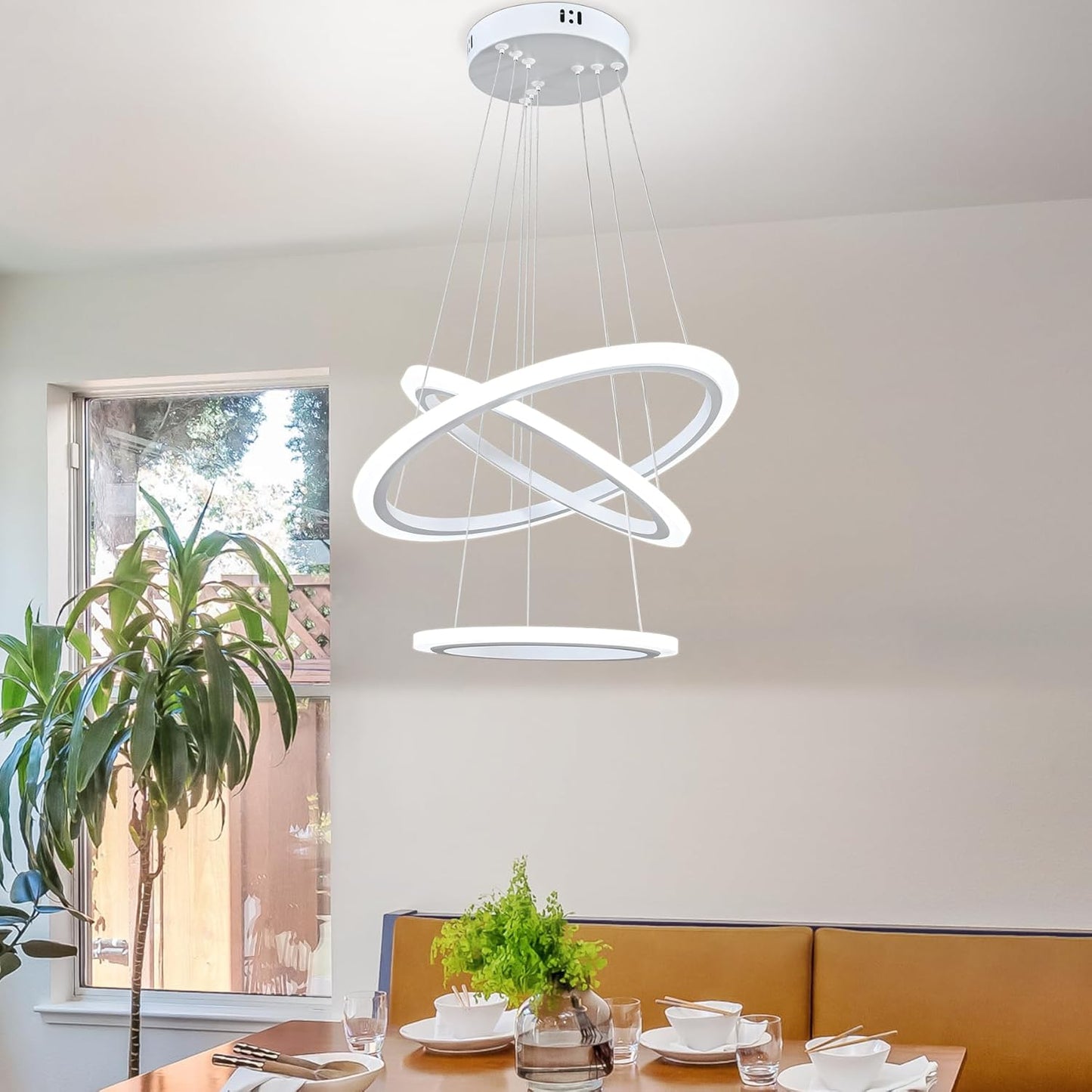 Candelabro LED 3 anillos colgante ajustable dormitorio