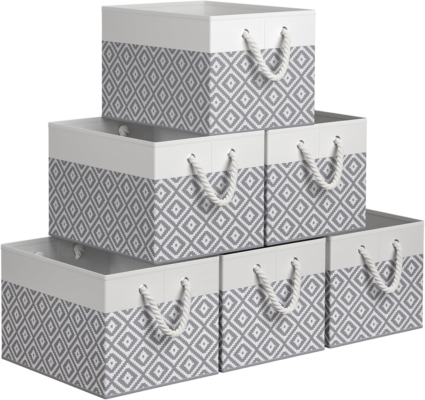 6 Cajas Almacenamiento Cesta Plegable Gris Rómbico
