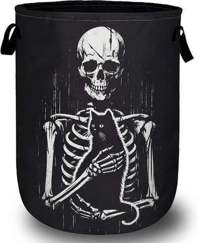 Cesta lavandería calavera negra plegable 15.7x19.6"
