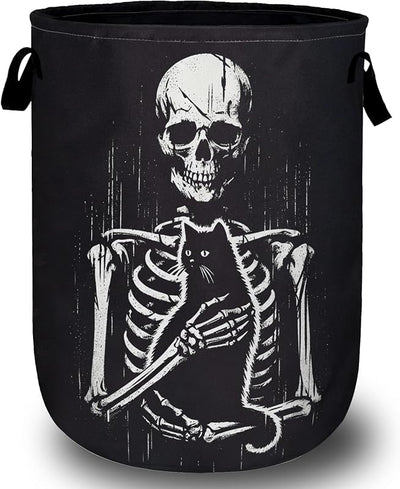Cesta lavandería calavera negra plegable 15.7x19.6"