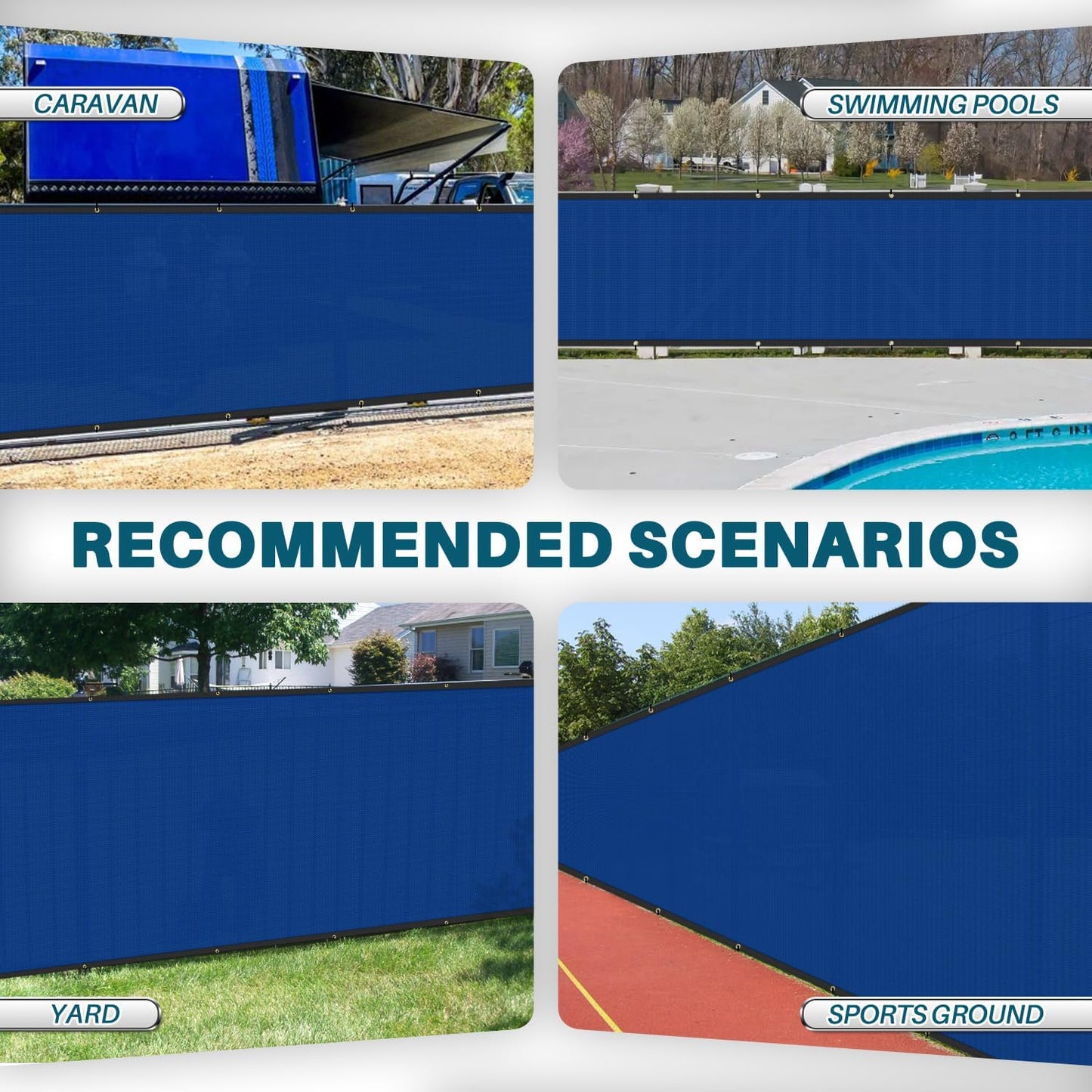 Pantalla privacidad valla 5x12ft malla cortavientos azul