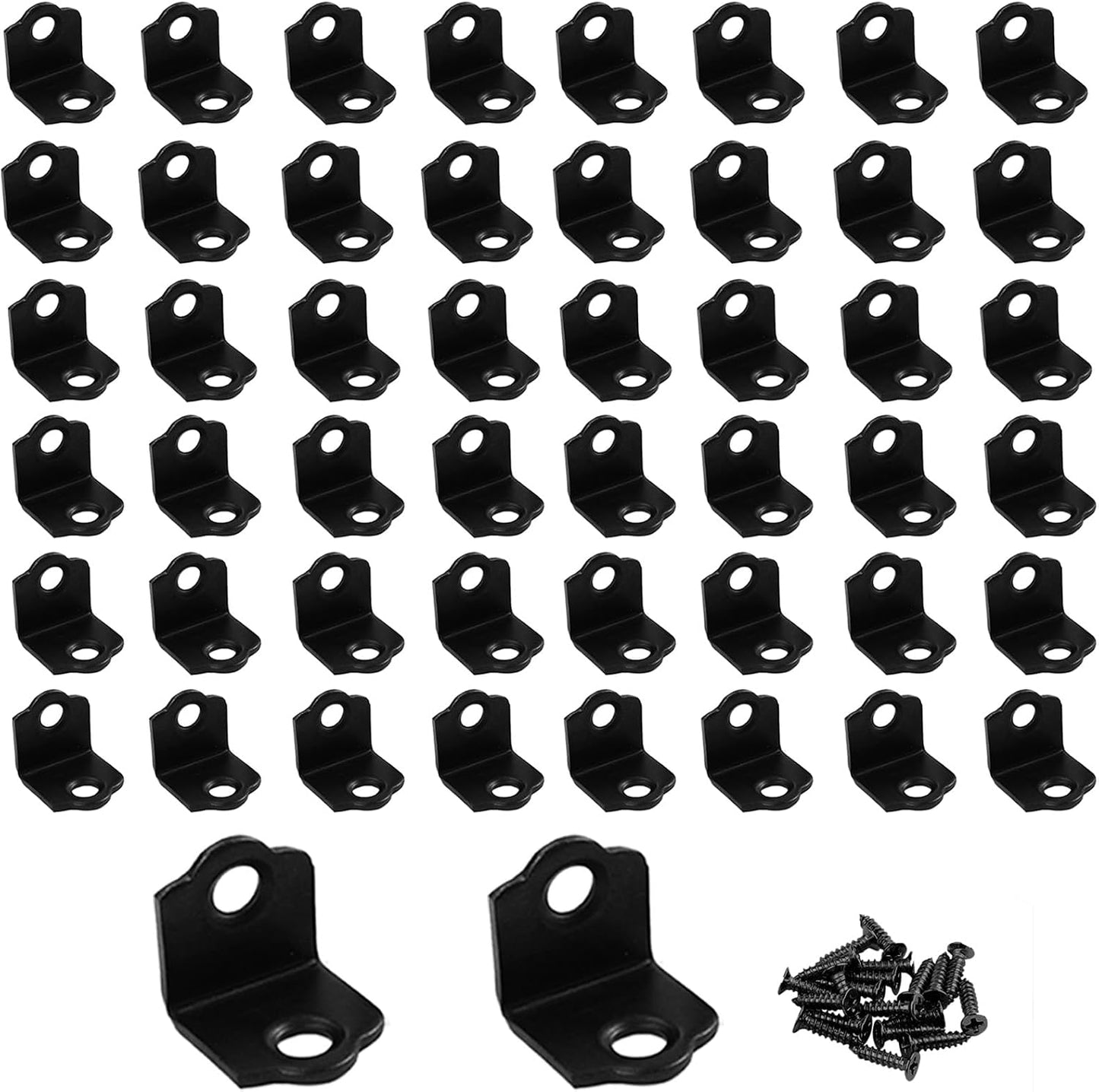 50 Soportes Esquina L Metal Resistente 0.75x0.75" Negro
