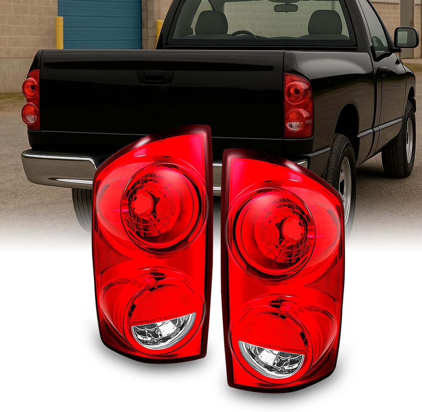 Set luces traseras Dodge Ram rojas transparentes