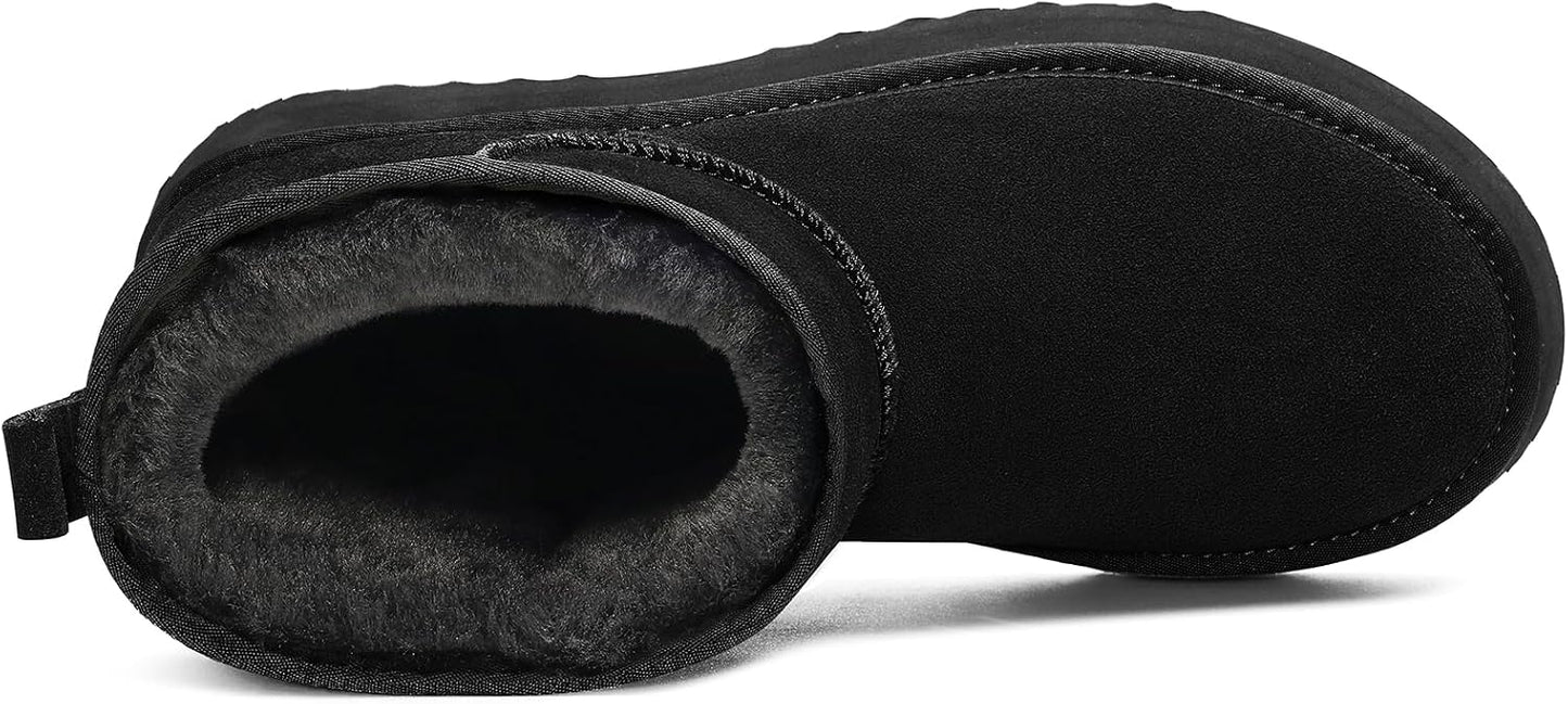 Mini botas gamuza piel auténtica forro piel mujer invierno
