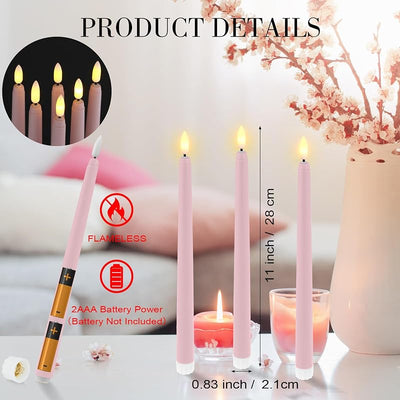 24 Velas Cónicas LED Sin Llama 11pulg Parpadeantes Navidad