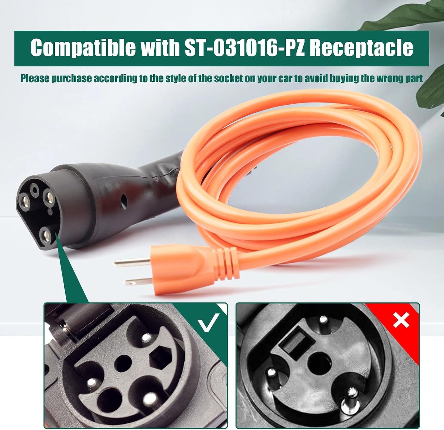 Cable carga 120V 3 pines para carros golf Evolution ICON EV