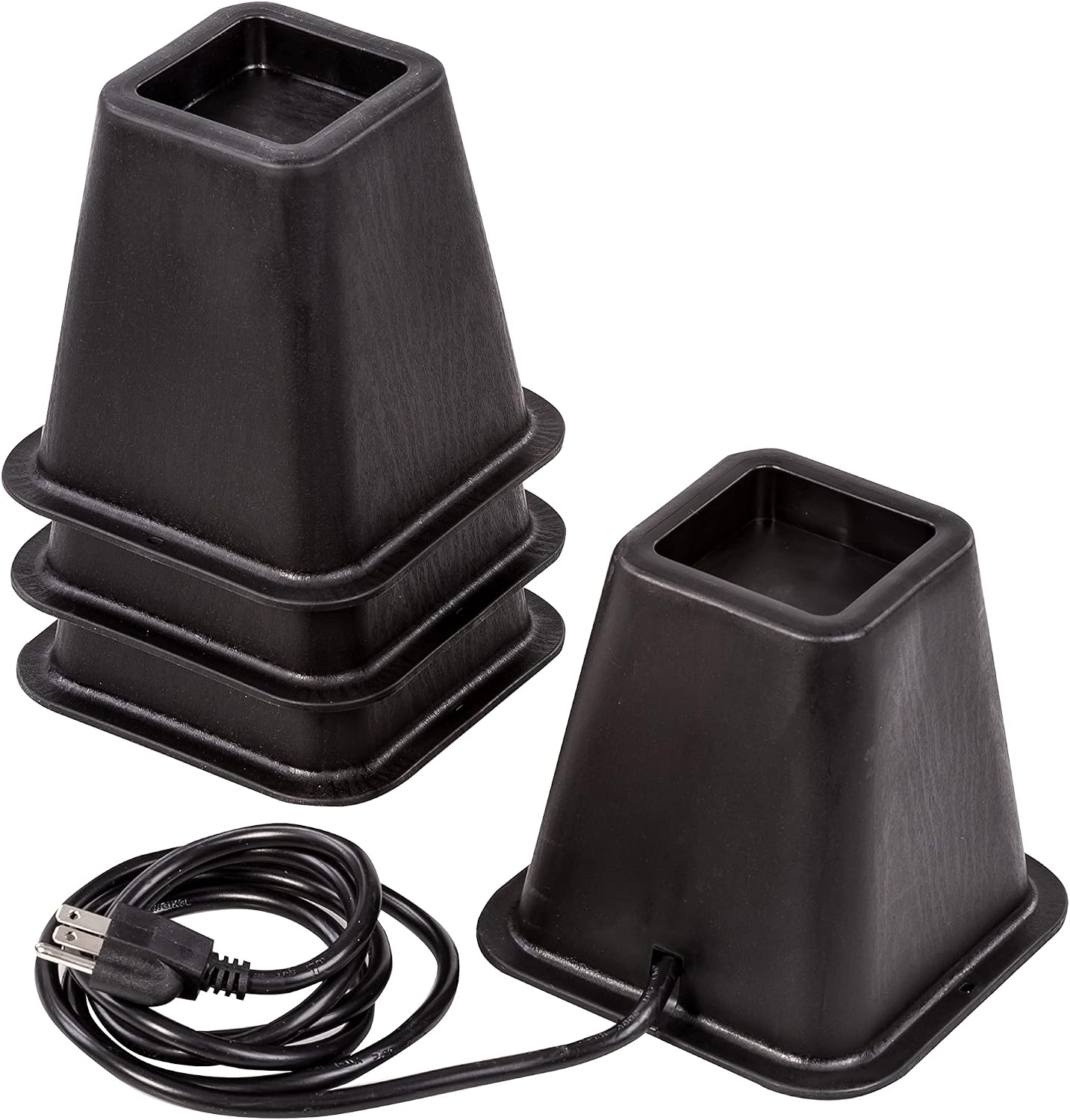 Juego 4 elevadores cama 5.5pulg con USB color negro