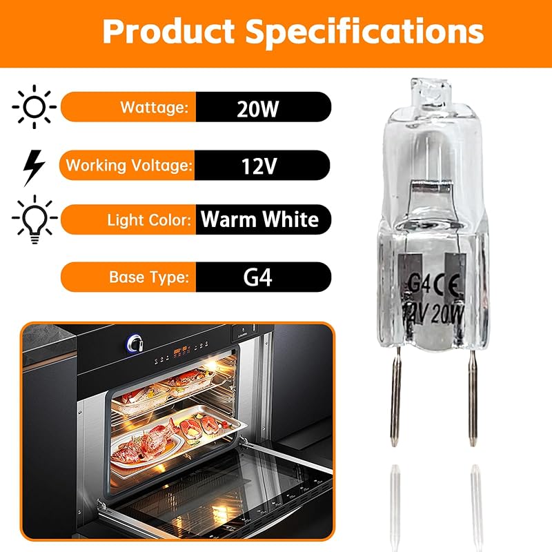 3 Bombillas G4 20W 12V Repuesto Horno Dacor