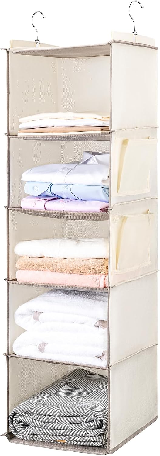 Organiz. armario colgante 5 estantes beige