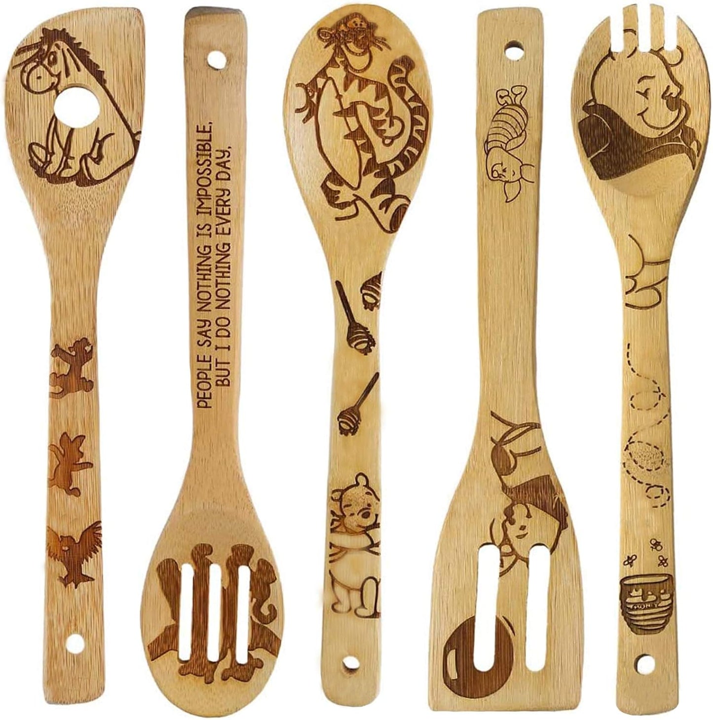 5 Cucharas Madera Dibujos Animados Espátula Tigre Accesorios Cocina
