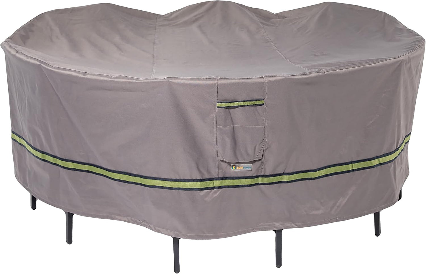 Mesa redonda impermeable 108" con funda silla al aire libre