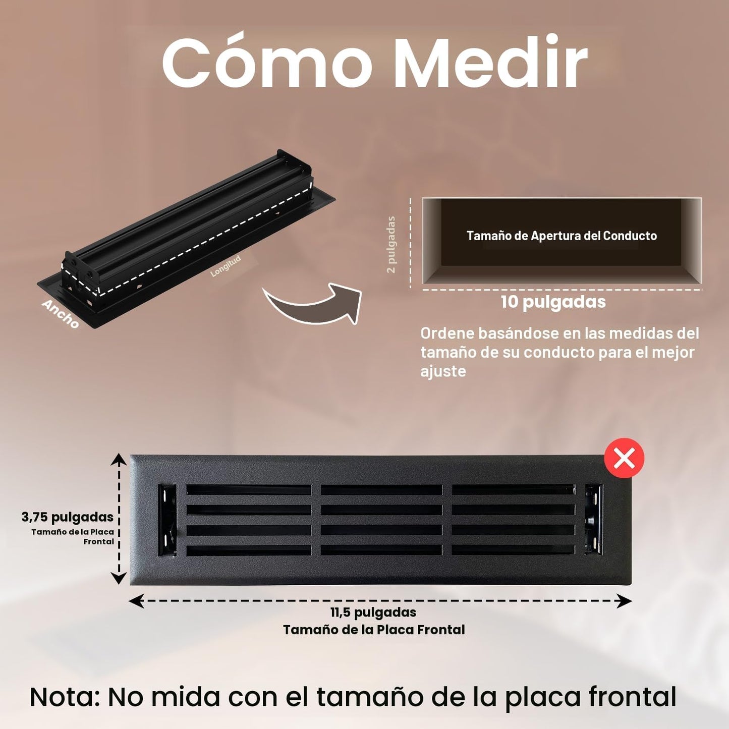 Cubiertas ventilación piso negro texturizado 2x12pulg