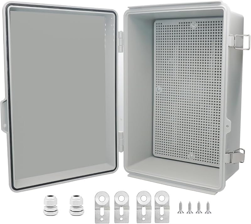 Caja eléctrica plástico ABS cierre acero inox con bisagras