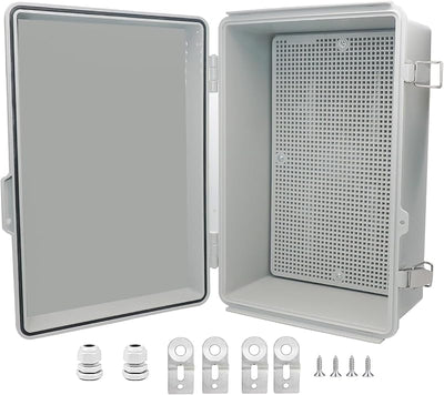 Caja eléctrica plástico ABS cierre acero inox con bisagras