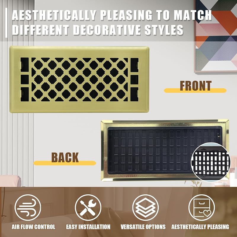 Rejilla ventilación piso 4x10pulg color dorado
