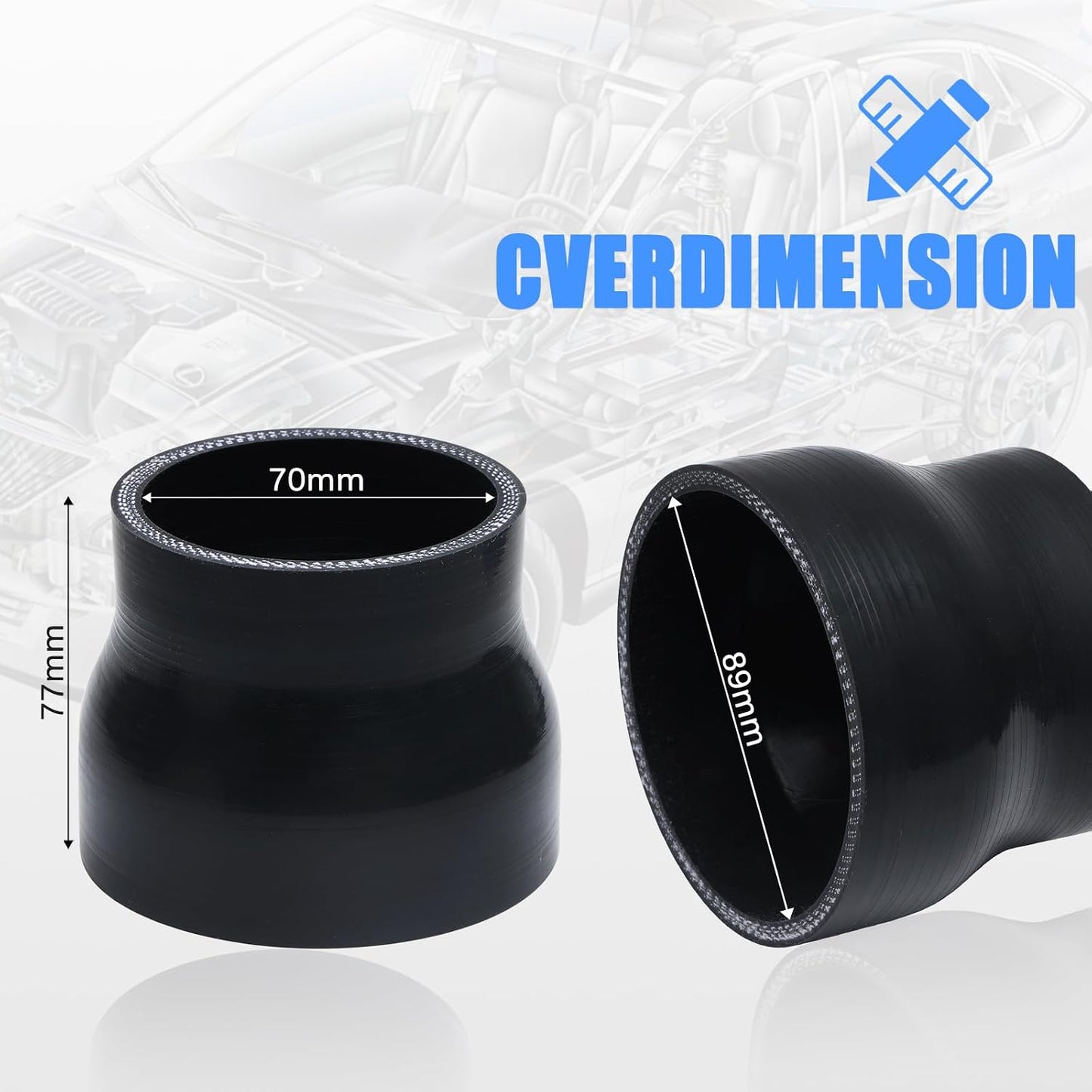 Manguera silicona auto universal reductora 2.75-3.5" 80psi
