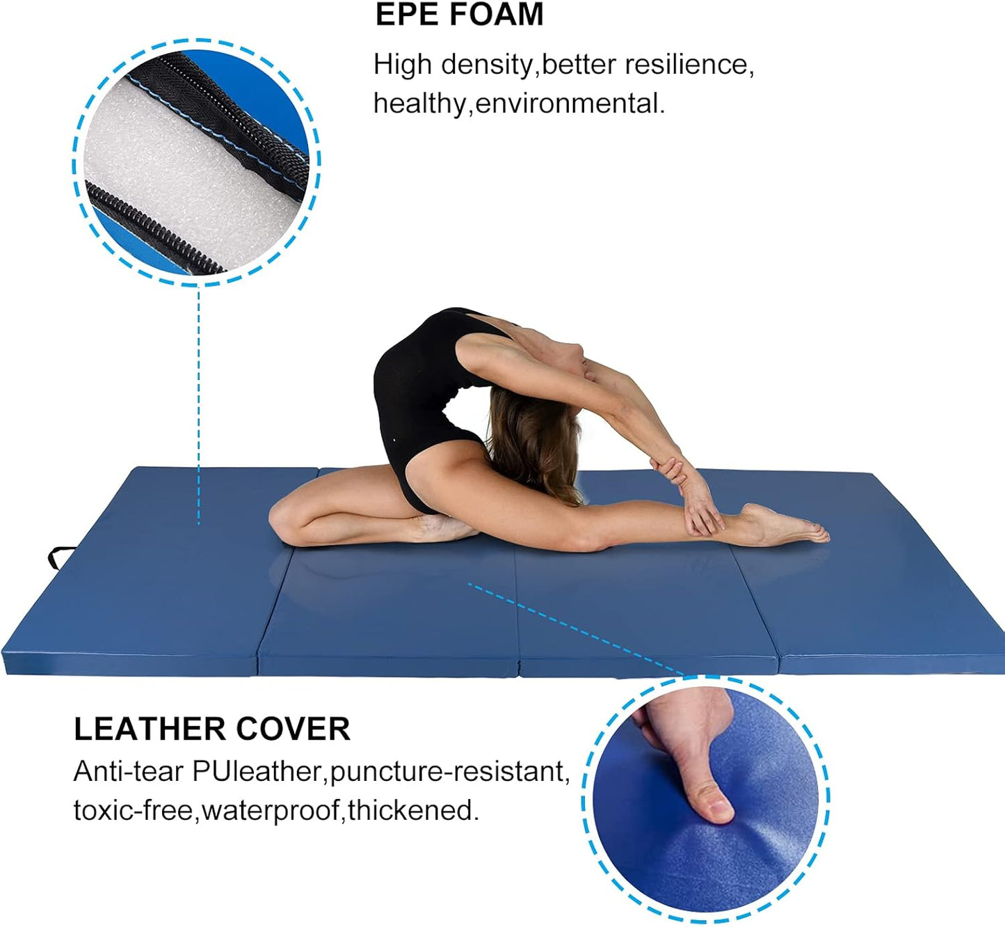 Esterilla gimnasia plegable 4x10ft x2pulg ejercicio yoga