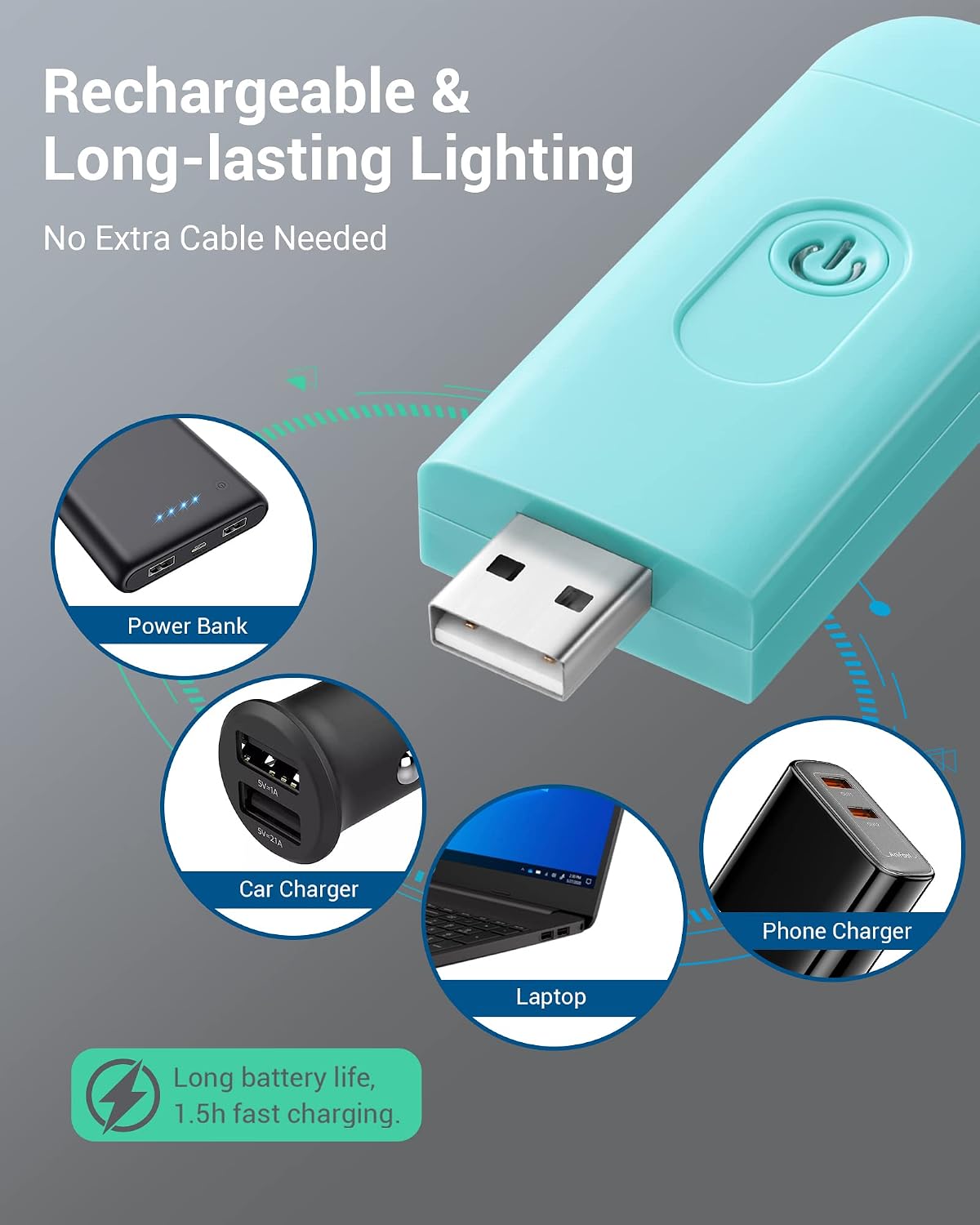 Luz lectura USB recargable brillo ajustable blanco cálido