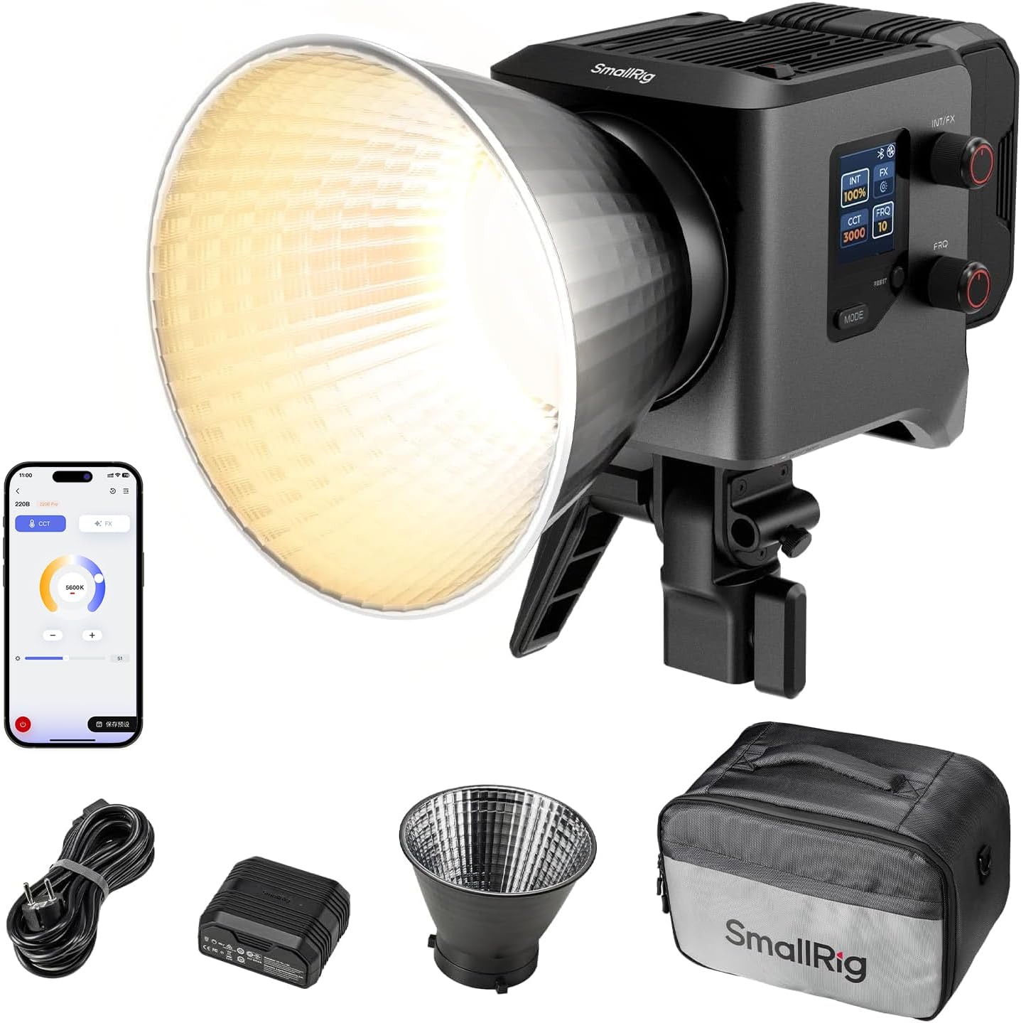 Luz video COB bicolor 2700K-6500K CRI 95 soporte Bowens