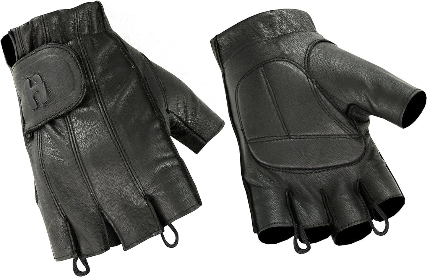 Guantes cuero suave para motocicleta sin dedos
