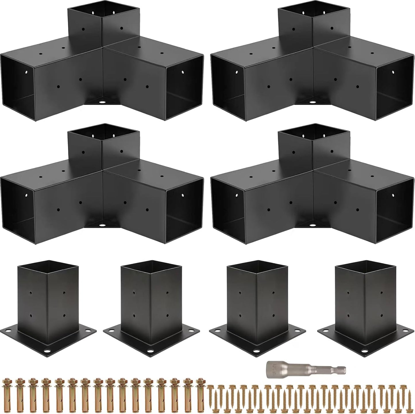 Kit soportes pérgola 3 vías ángulo recto carpintería madera