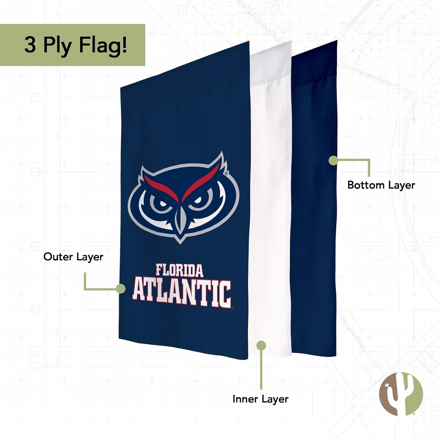 Bandera jardín Universidad Florida 19x12pulg búhos Atlántico