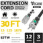 Cable extensión 30 ft 12/3 SJTW UL negro resistente