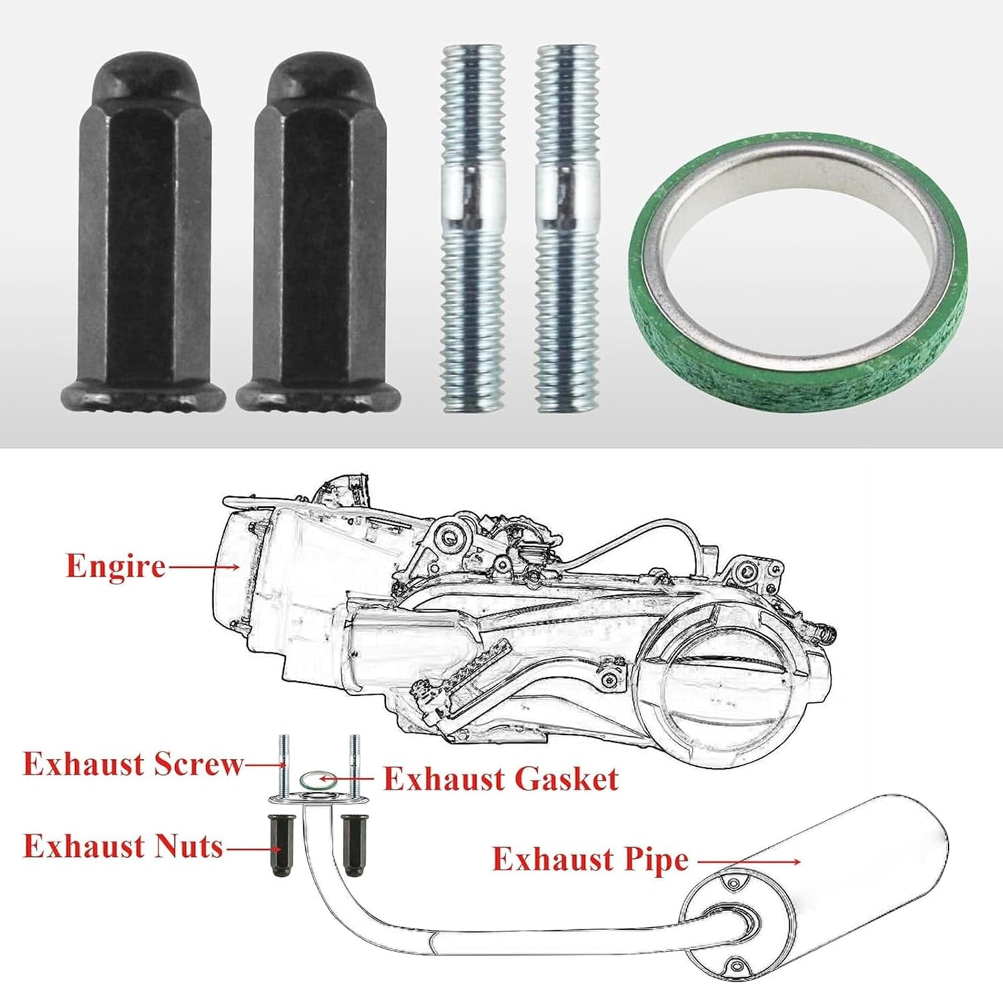Junta perno escape para motocicletas 50cc a 150cc