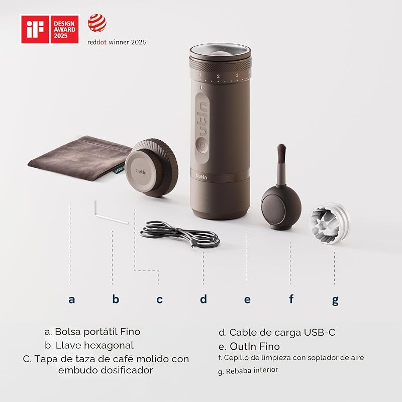 Molinillo café eléctrico portátil 28 ajustes batería rápida