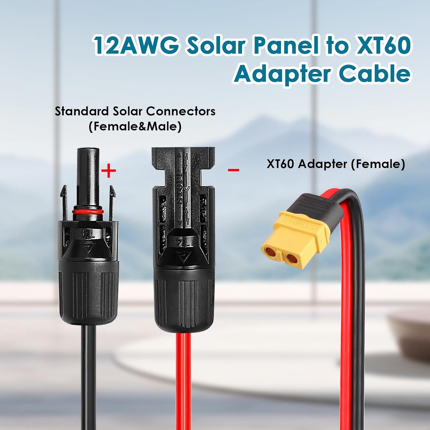 Cable extensión carga solar XT60 75pies 12AWG para baterías