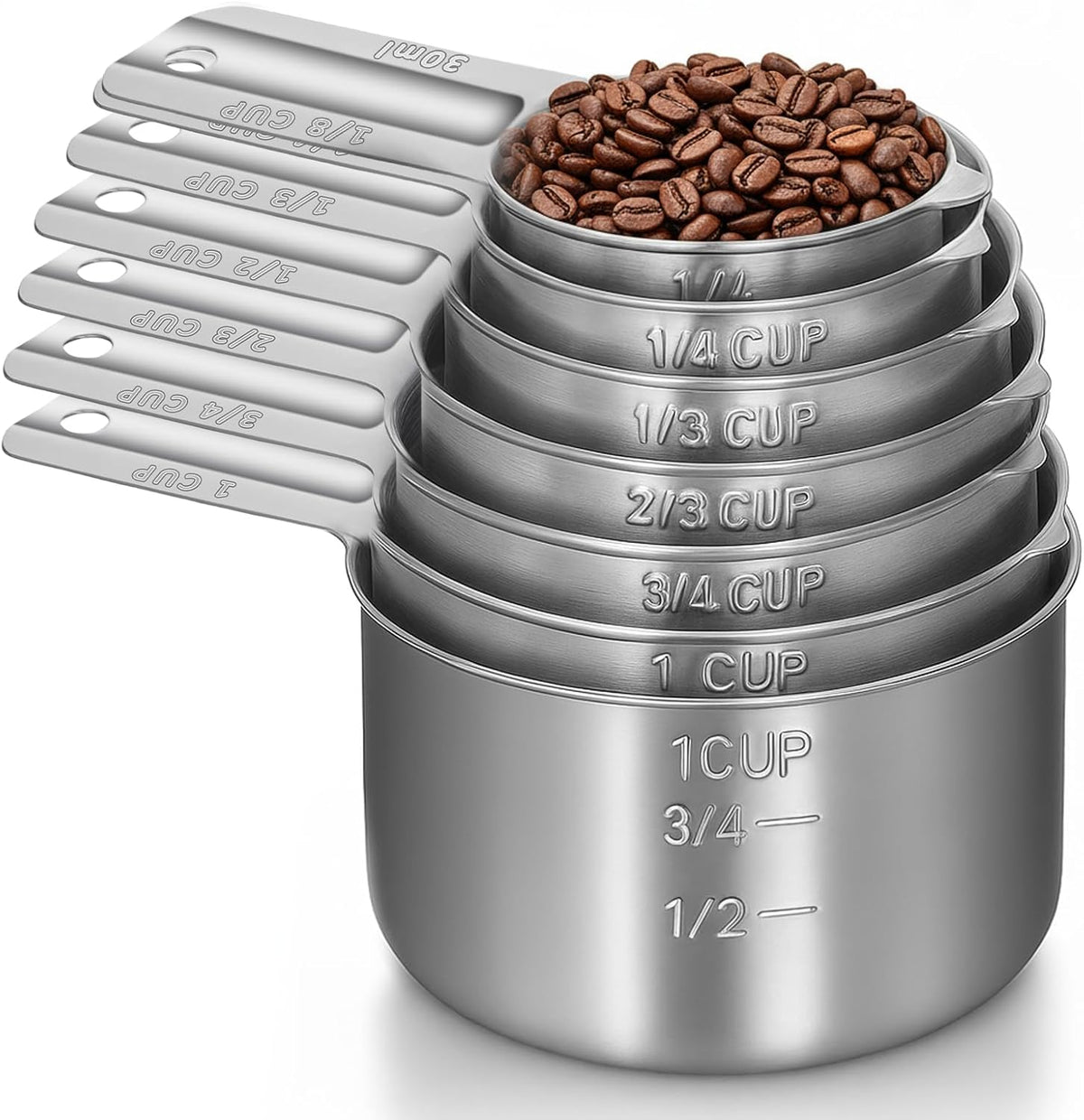 Tazas medidoras acero inox apilables para hornear