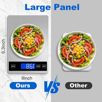 Báscula digital de cocina de 22 libras con precisión de 1 g, LCD retroiluminado