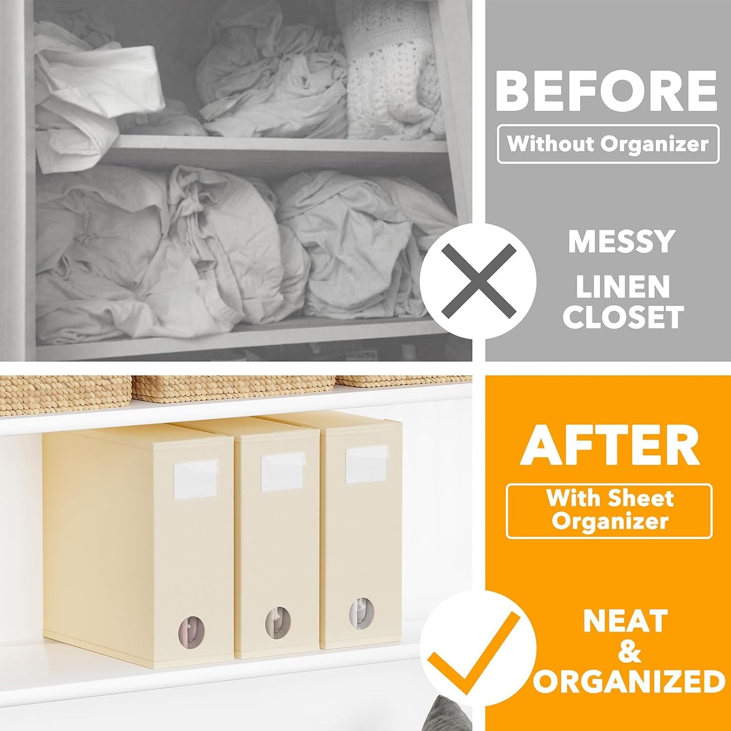 Organiz. sábanas plegable con ventana XL Queen y King