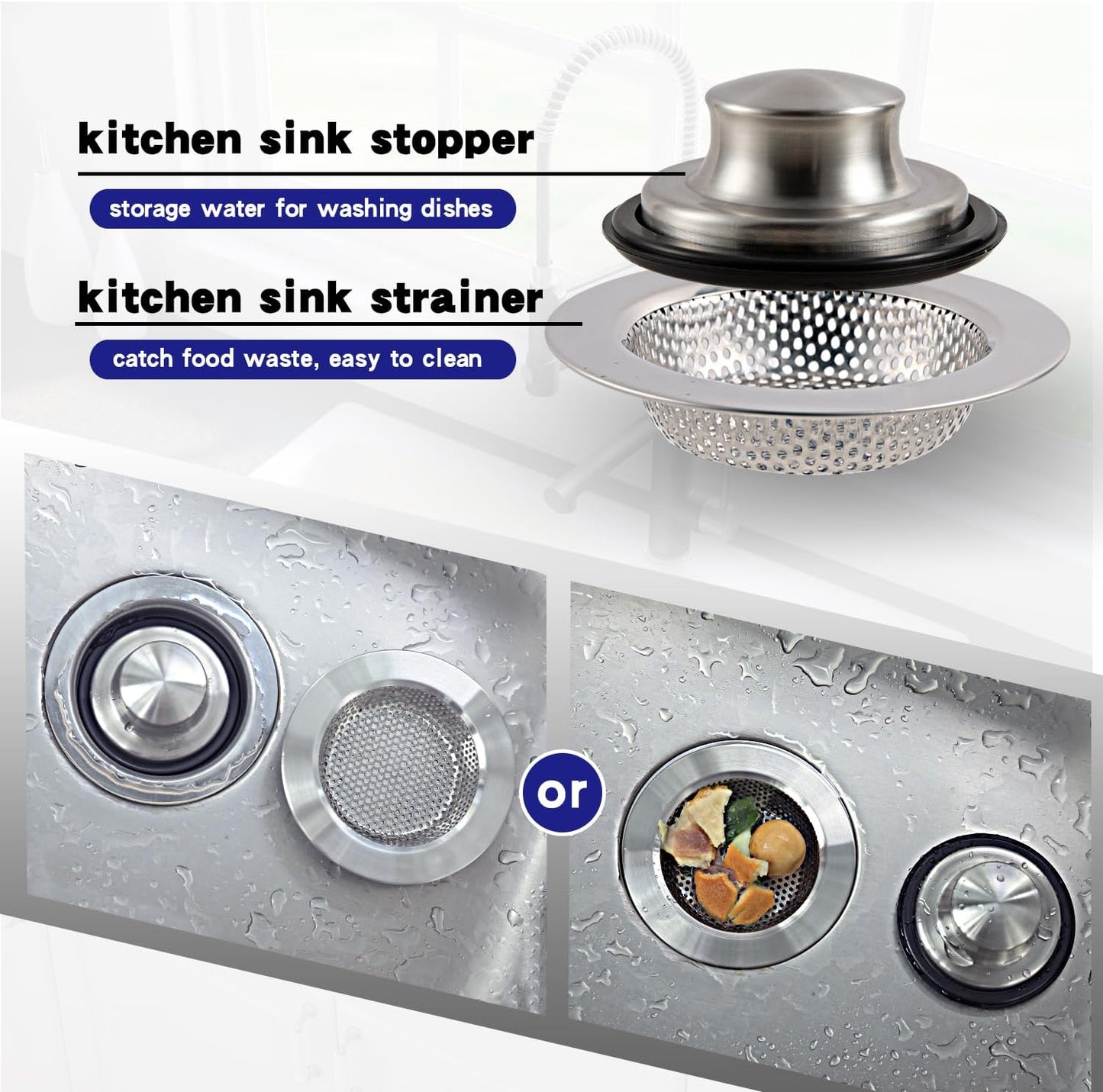 Juego coladores acero inox 4.4pulg borde ancho fregadero