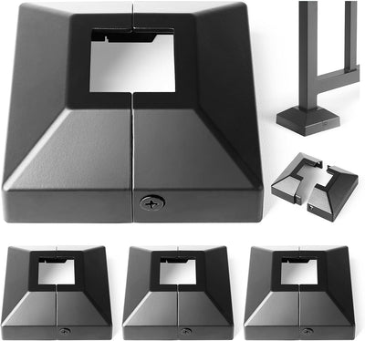 Funda poste y base hierro negro set 4