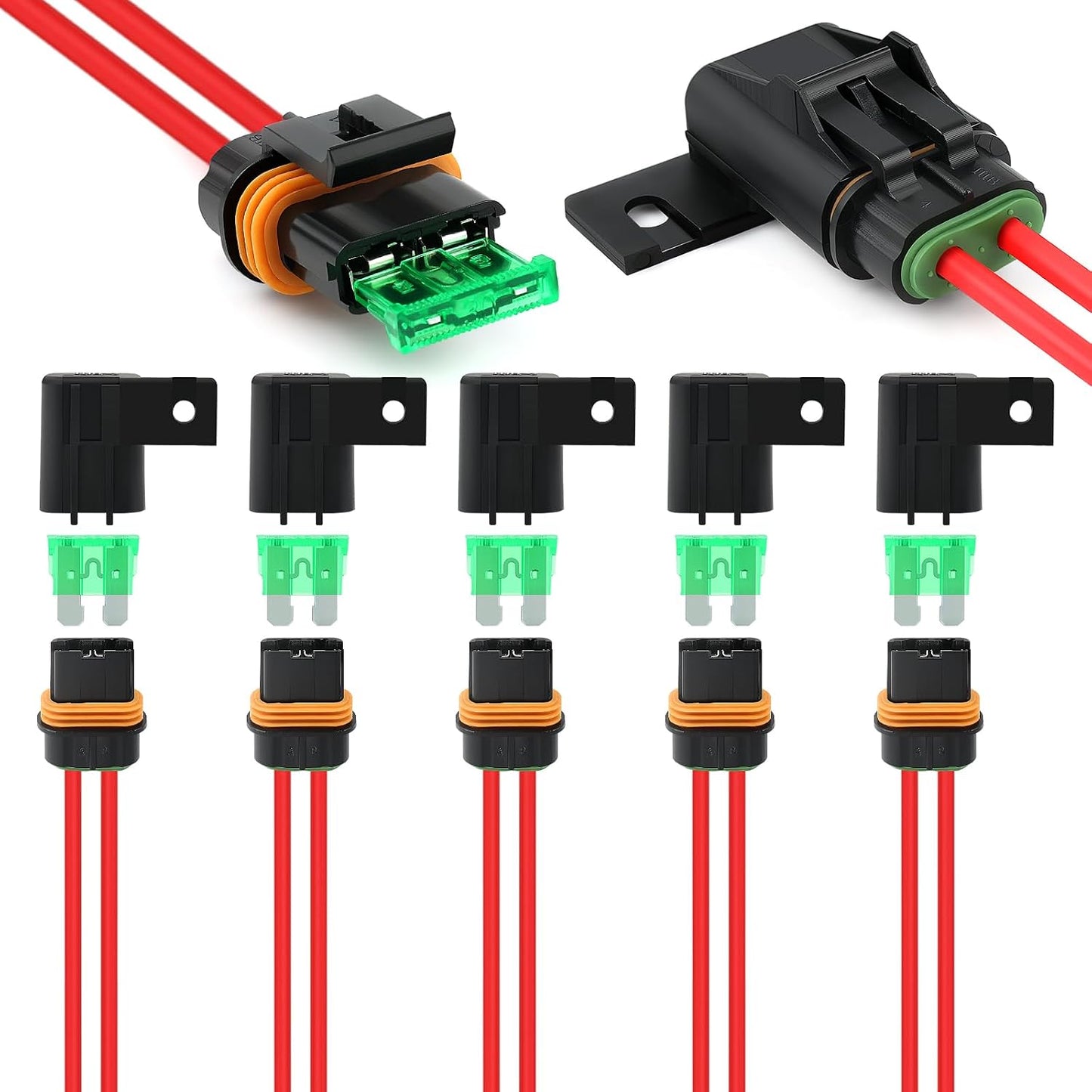 Set 6 portafusibles 12V ATO/ATC a prueba de agua automotriz