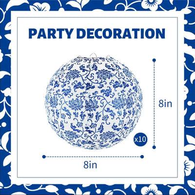 Linternas papel decoración fiesta estilo chinoiserie pack 10