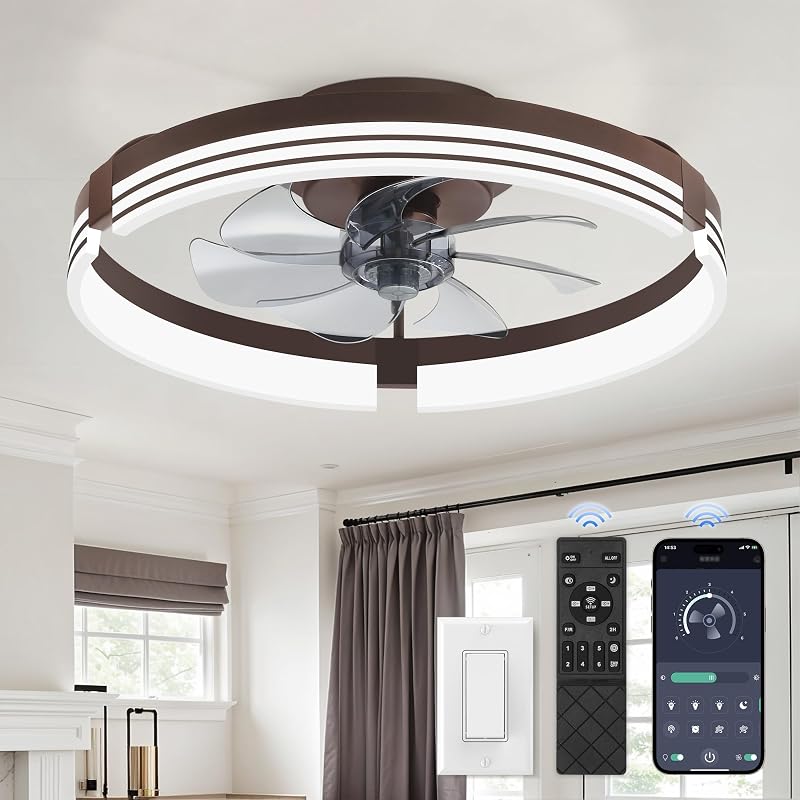 Ventilador techo bajo 20" con luz LED 3000K-6000K 6 vel
